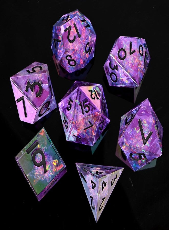 UBEUCK Electroplated Resin Dice Set, Resin Edge Sharp for Dungeons & Dragons RPG, MTG Board Games with Gift Box (Electroplating Purple Color) - Image 1
